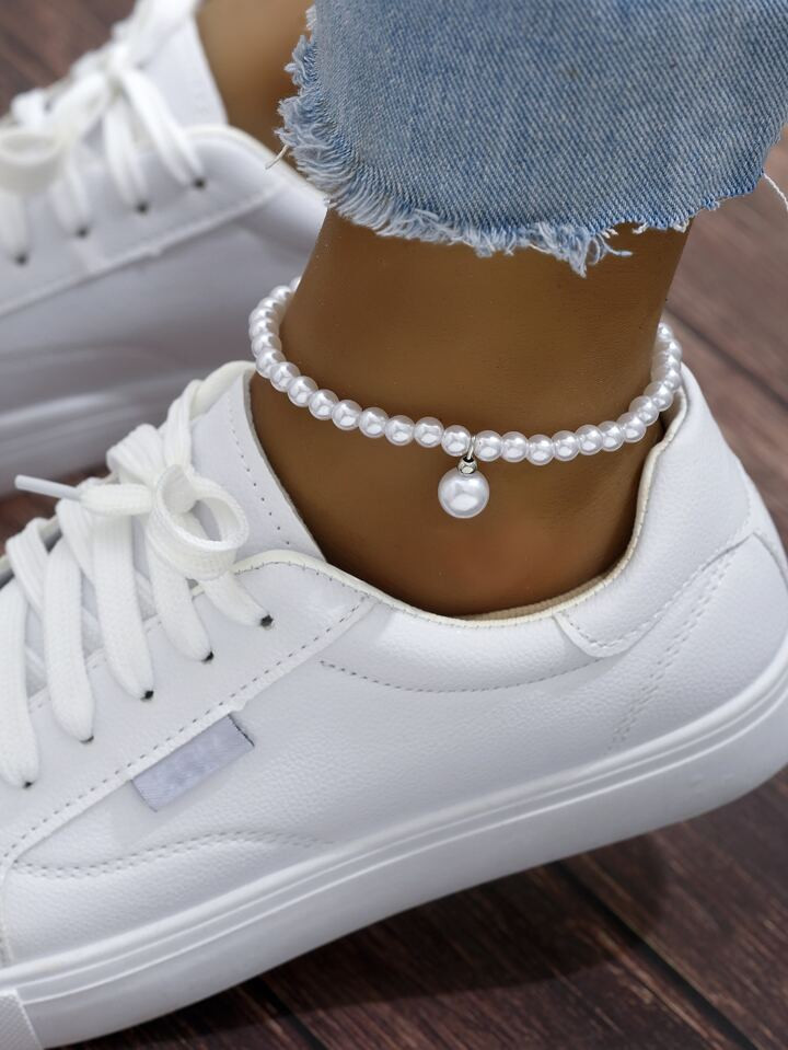 1 pc Beach vacation style simple fashion everything Faux pearl anklets | SHEIN