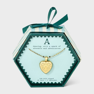 14K Gold Dipped Heart Charm Initial Necklace - A New Day™ Gold | Target