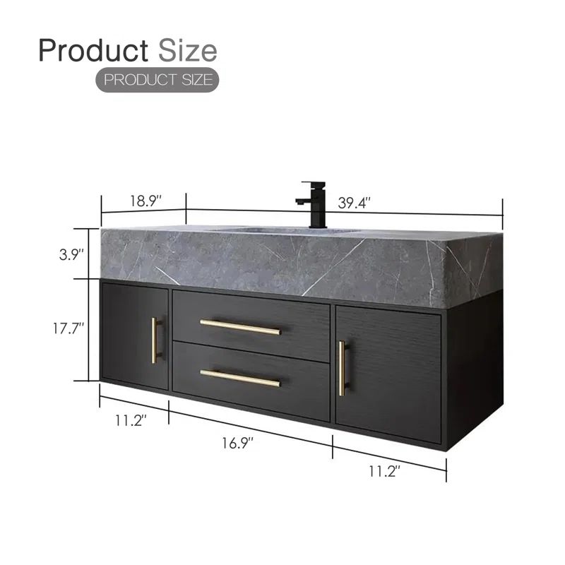 Knowlden 39.4'' Wall Mounted Single Bathroom Vanity with Stone Vanity Top | Wayfair North America