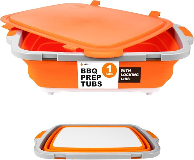Drip EZ Collapsible BBQ Prep Tub (V2) - For Meal Prep Marinating Food Storage - Includes Cutting ... | Amazon (US)