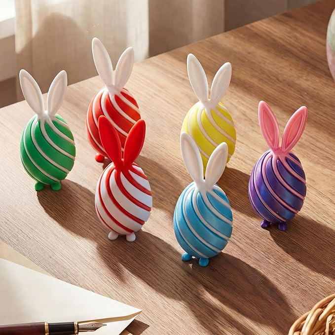 6 Pcs Easter Basket Stuffer Filler 3D Printed Spiral Fidget Easter Bunny Eggs Gift 3.5 Inch Color... | Amazon (US)