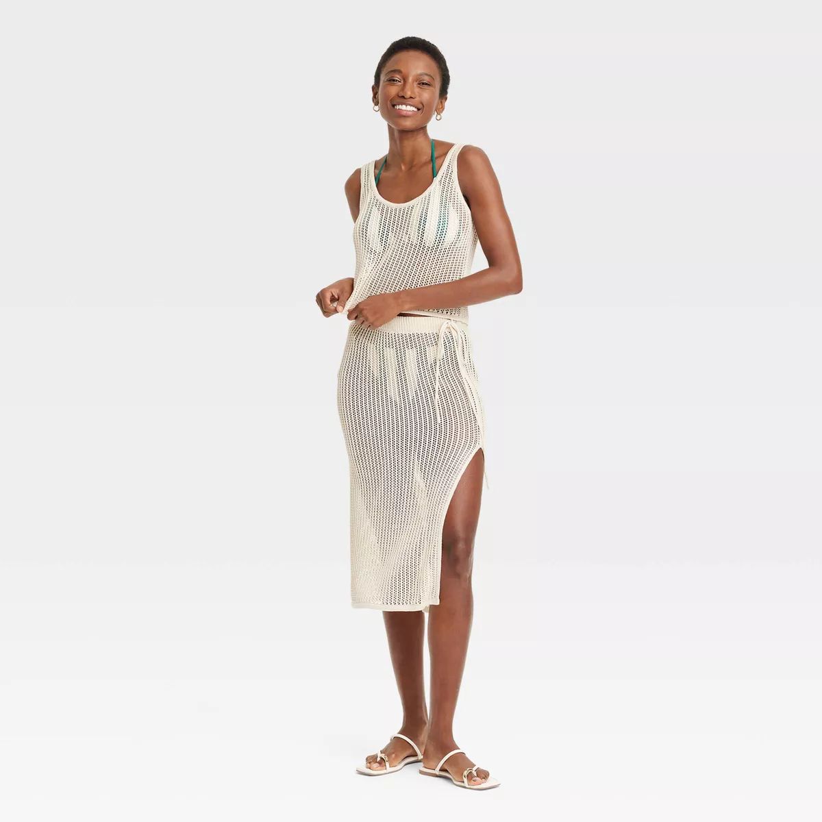 Women's Beach Bungalow Openwork Midi Skirt - A New Day™ | Target