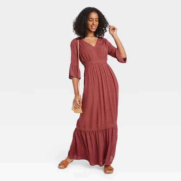 Women's 3/4 Sleeve Clip Dot Dress - Knox Rose™ | Target