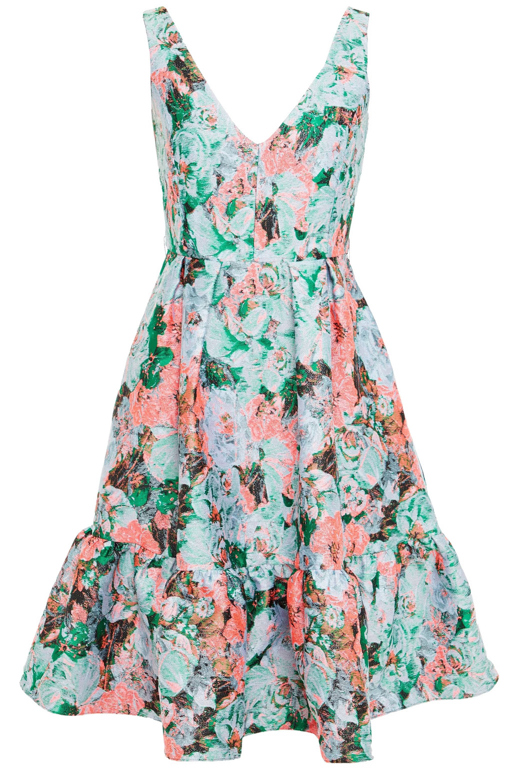 Gaby pleated metallic floral-jacquard dress | The Outnet (US and CA)