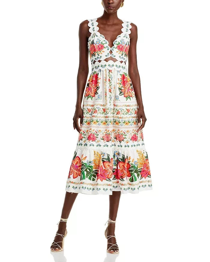 NWT Farm Rio Anthropologie Bloom Garden Midi Dress Size XL Floral #NB417 | eBay US