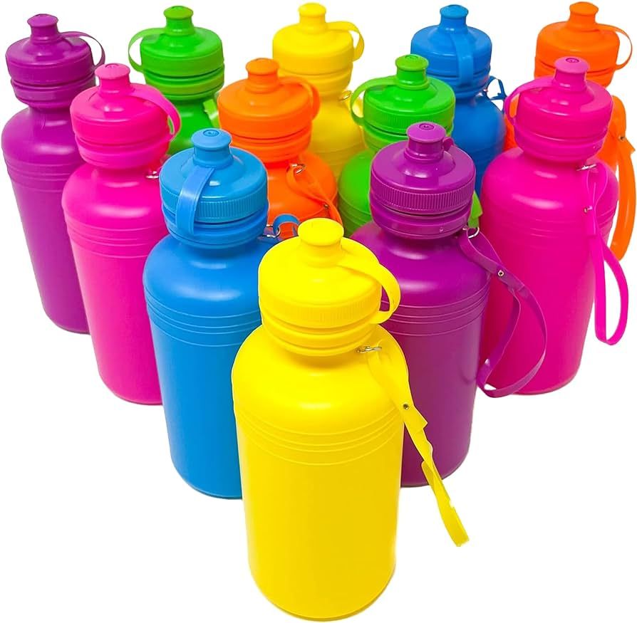 12 Neon Bright Colors Plastic Water Bottles - Fun for Every Occasion, Party Favor, Personalized S... | Amazon (US)
