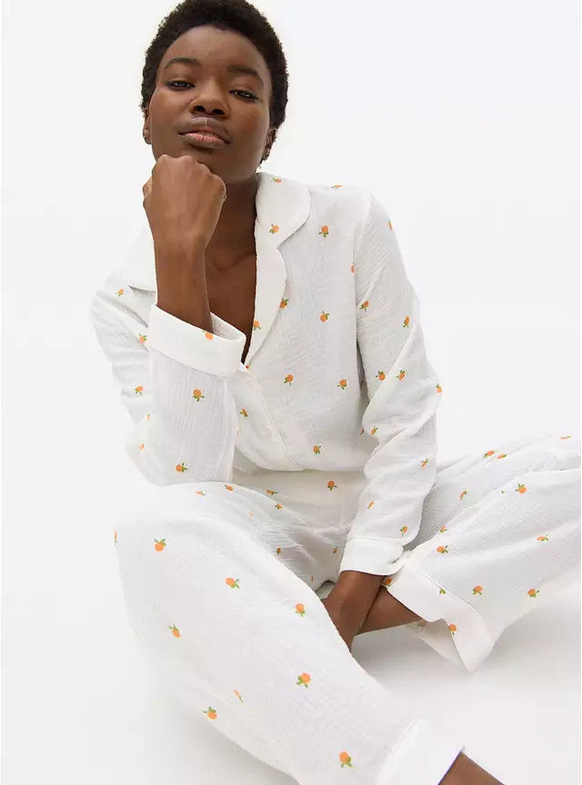 White Orange Print Traditional Pyjamas XXL | Tu Clothing