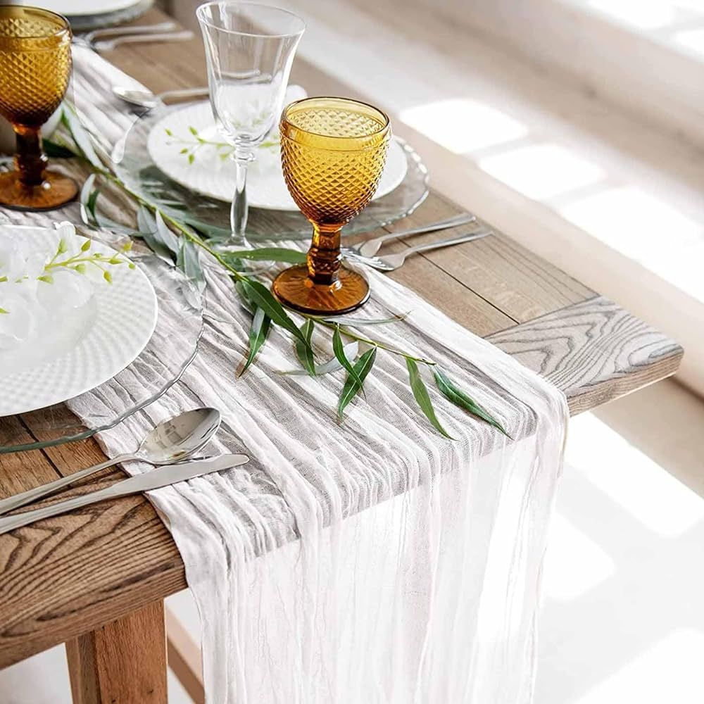White Cheesecloth Table Runner 35x120 Inches Boho Gauze Cheese Cloth Table Runner，Rustic Sheer ... | Amazon (CA)