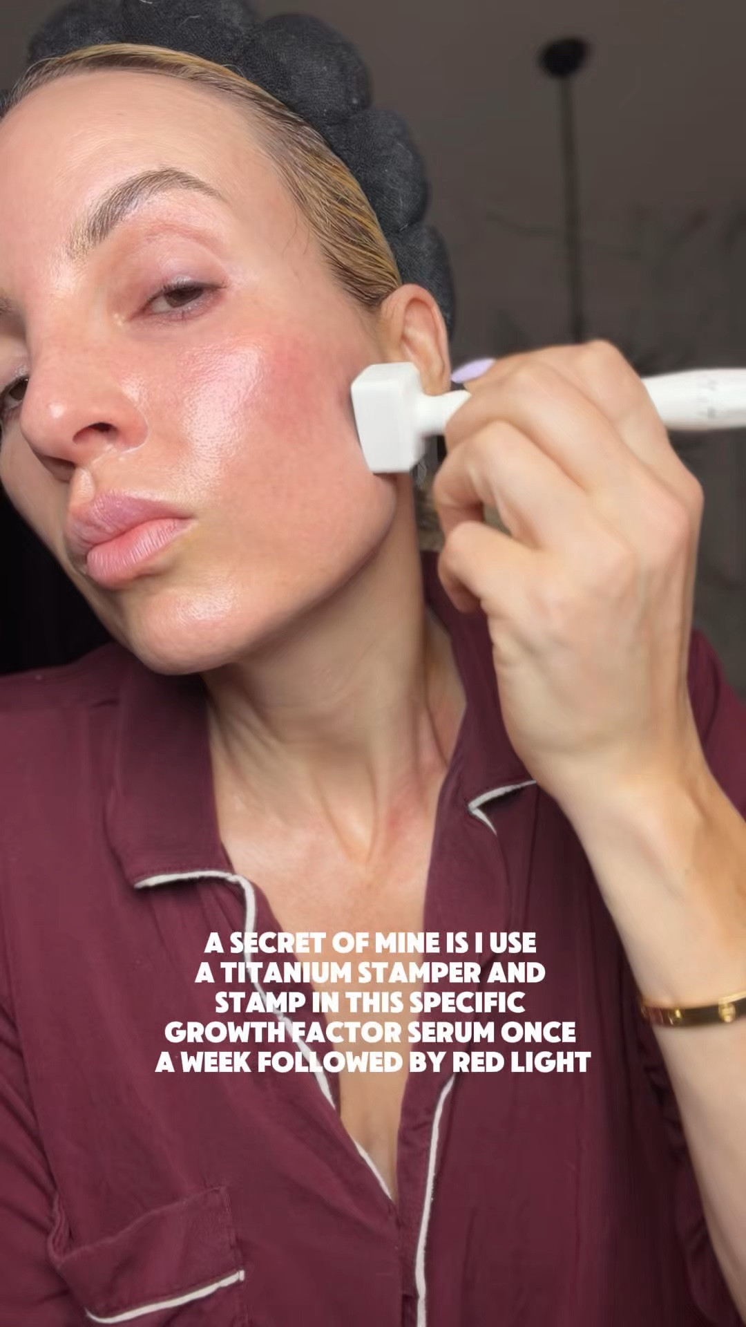 I stamp my skin at a very shallow depth and then apply this growth factors. It gives you such a glow. ￼

#LTKOver40 #LTKBeauty #LTKstorytime
