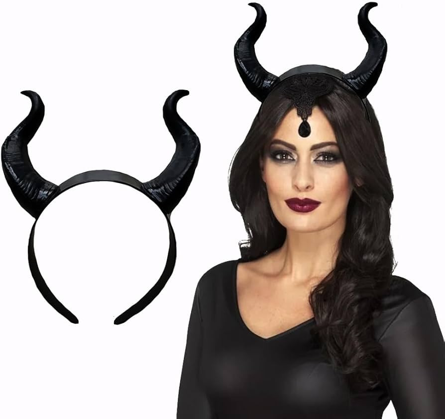 Furimuk Devil Horns Headband Black Cosplay Horn Hair Hoop Gothic Beauty Halloween Dress Up Hair A... | Amazon (US)