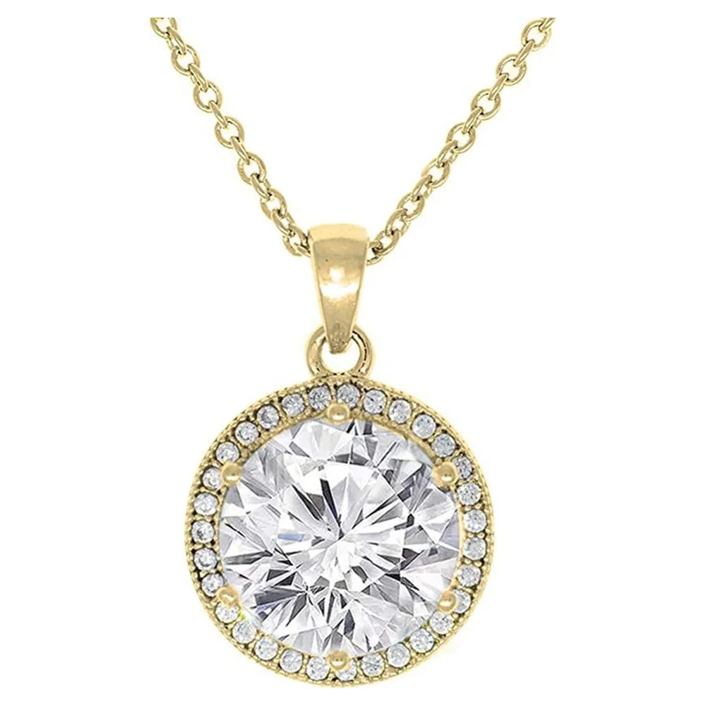 Cate & Chloe Mariah 18k Yellow Gold Plated Halo Pendant Necklace | Cubic Zirconia Necklace with S... | Walmart (US)