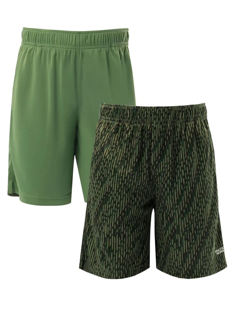 Athletic Works Boys Core Performance Shorts, 2-Pack, Sizes 4-18 & Husky | Walmart (US)