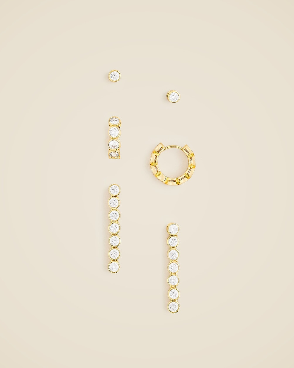 Dainty cubic zirconia earrings set-of-three | J. Crew US