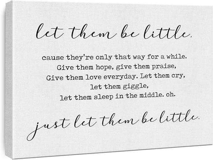 Inspirational Nursery Canvas Wall Art Let Them be Little Quotes Prints Framed Motivational Painti... | Amazon (US)