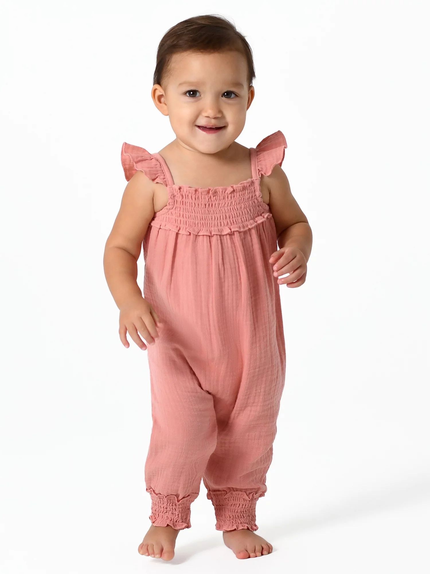 Modern Moments by Gerber Baby Girl Flutter Sleeve Gauze Romper, Sizes 0/3M-24M | Walmart (US)