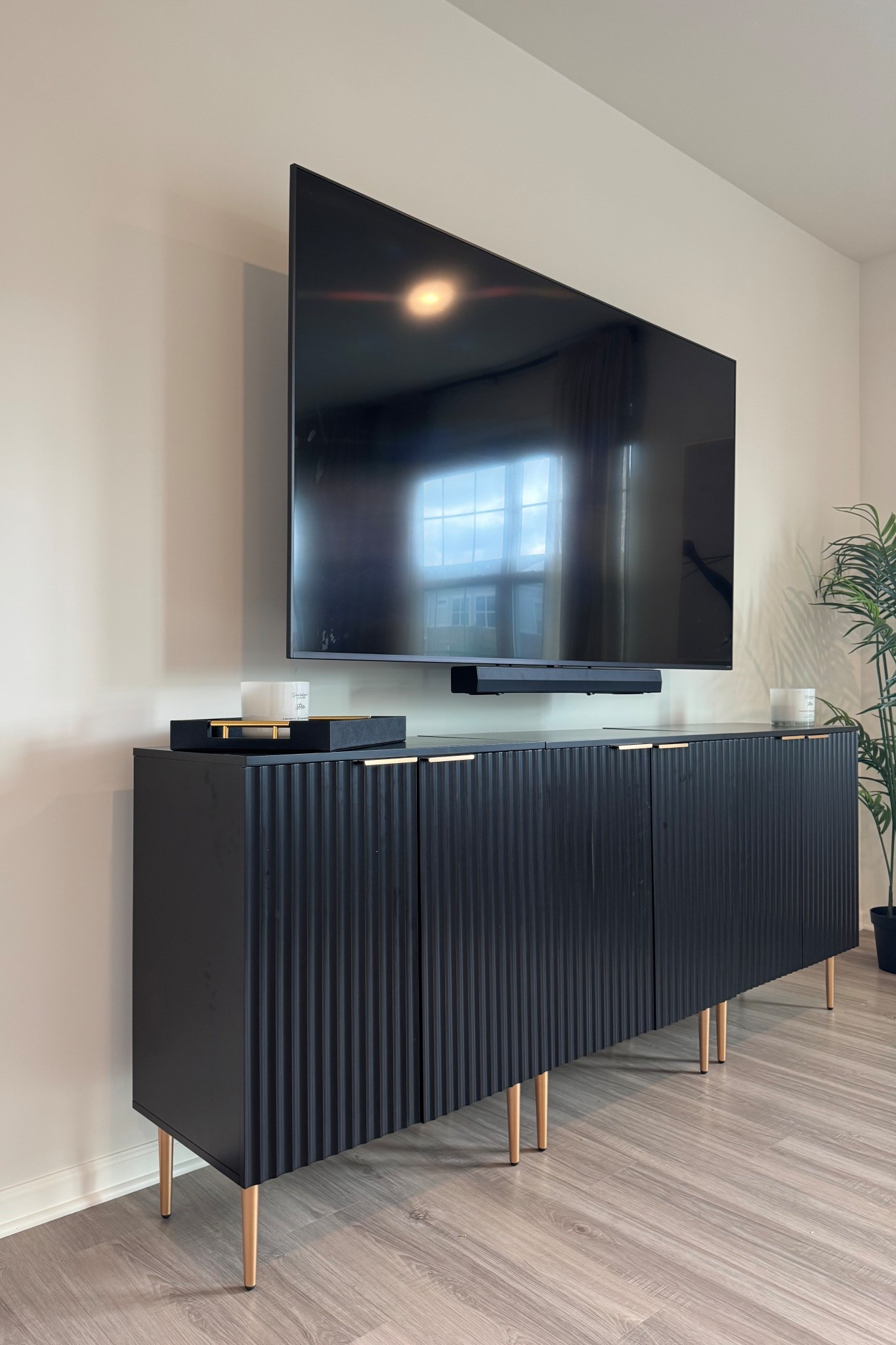 Love our new Black Fluted Media Console / TV Wall

#LTKHome