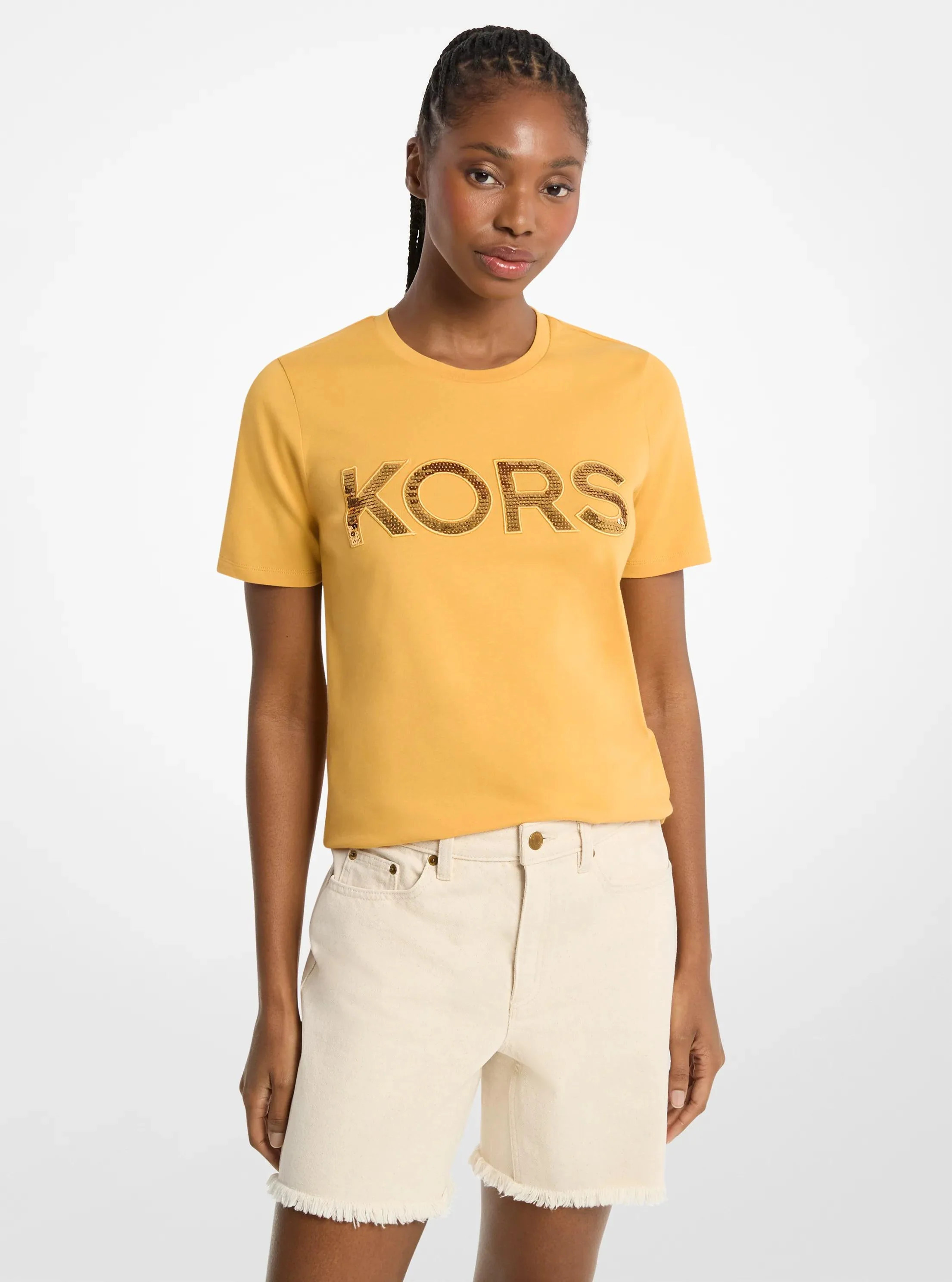 Sequined Logo Cotton T-Shirt | Shop Simon