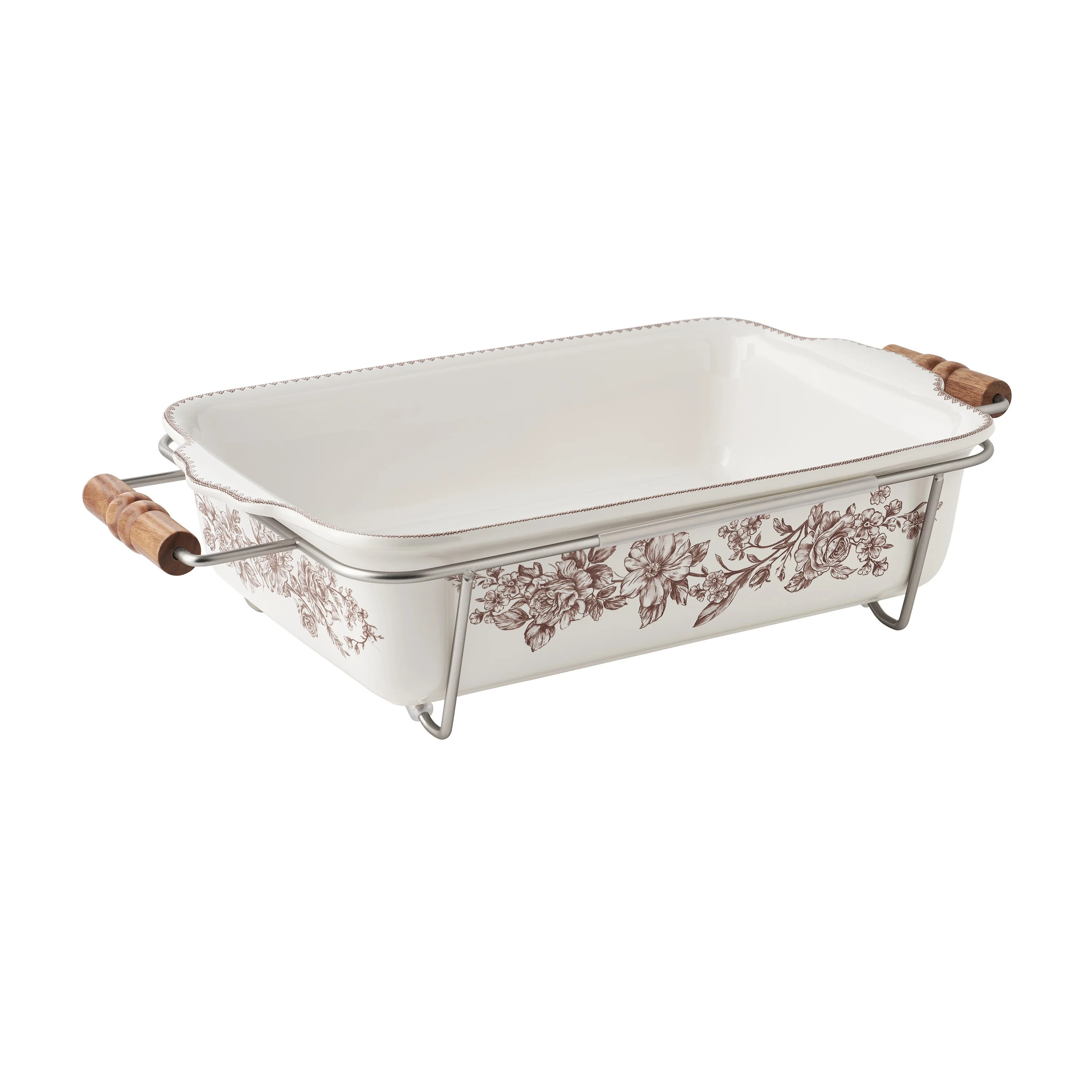 The Pioneer Woman Agatha Stoneware Baker with Stand, Brown | Walmart (US)