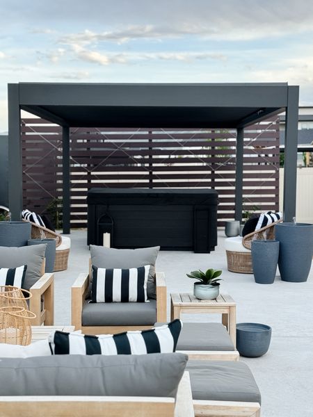 Outdoor design. Pergola is from Pergolux and the outdoor furniture isn’t available anymore unfortunately.

#LTKHome #LTKSeasonal