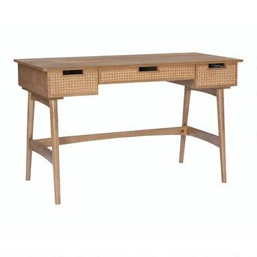Malay Natural Rattan Cane and Wood Desk with Drawers | World Market