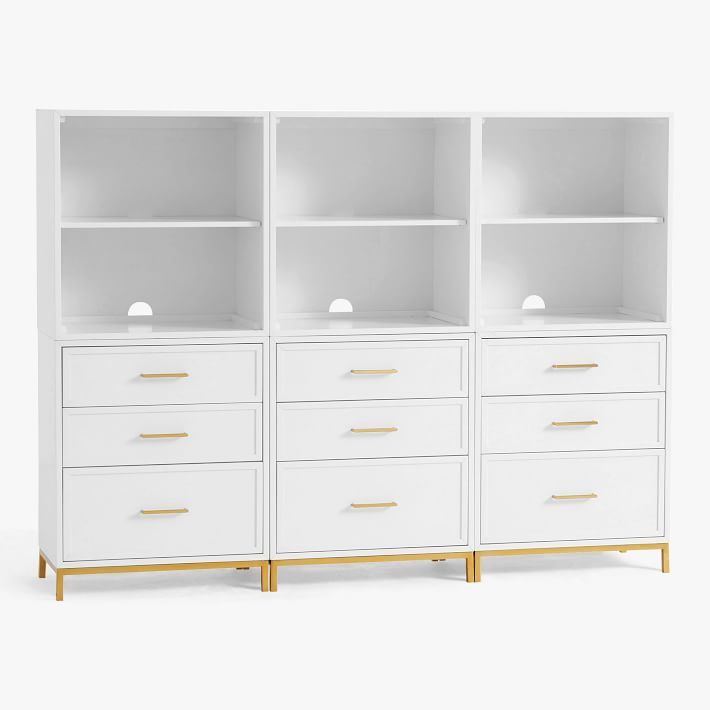 Blaire 75" Triple Tall Bookcase with Drawers | Pottery Barn Teen | Pottery Barn Teen