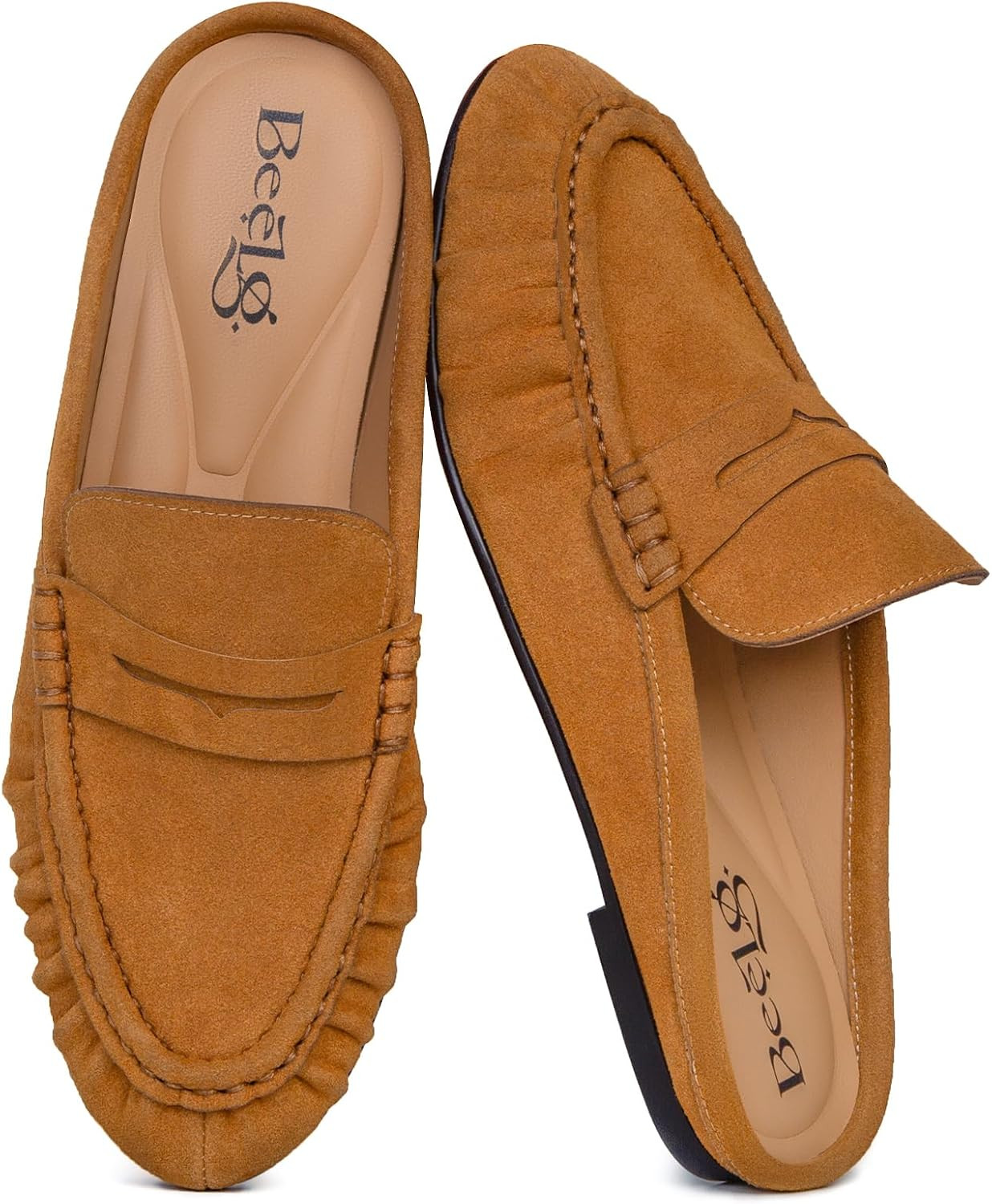 Penny Mule Loafers for Women Slip-On Flat Mules Slides Loafer Dressy Comfort Casual Shoes | Amazon (US)