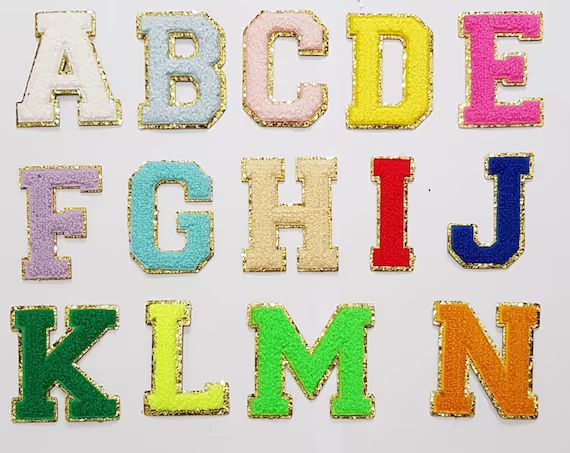 7 cm Chenille Patch Letter Patches Iron on / Sew on Retro Alphabet Embroidery Gold | Etsy (US)