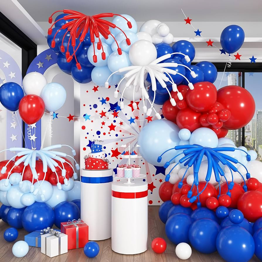 Red White Blue Balloon Arch Kit, 12 Inch Royal Light Blue Red White Latex Helium Balloon Garland ... | Amazon (US)
