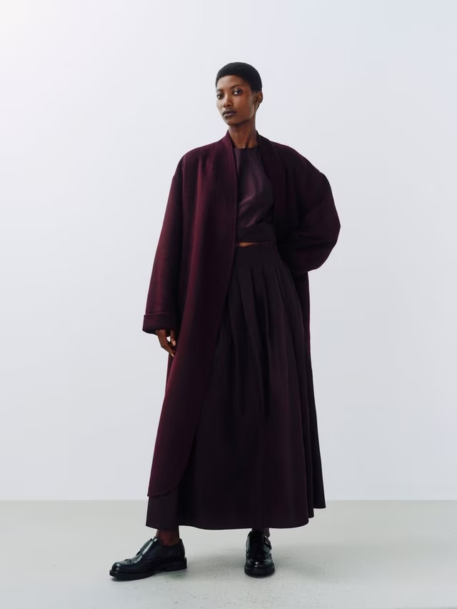 John Lewis Wrap Double Front Coat, Burgundy | John Lewis (UK)