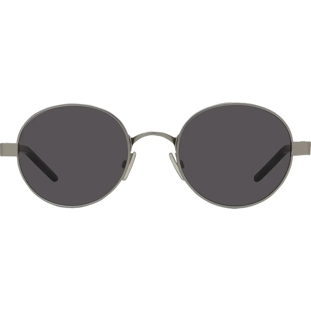 Givenchy G-Ride 49mm Small Round Sunglasses in Shiny Light Ruthenium /Smoke at Nordstrom | Nordstrom