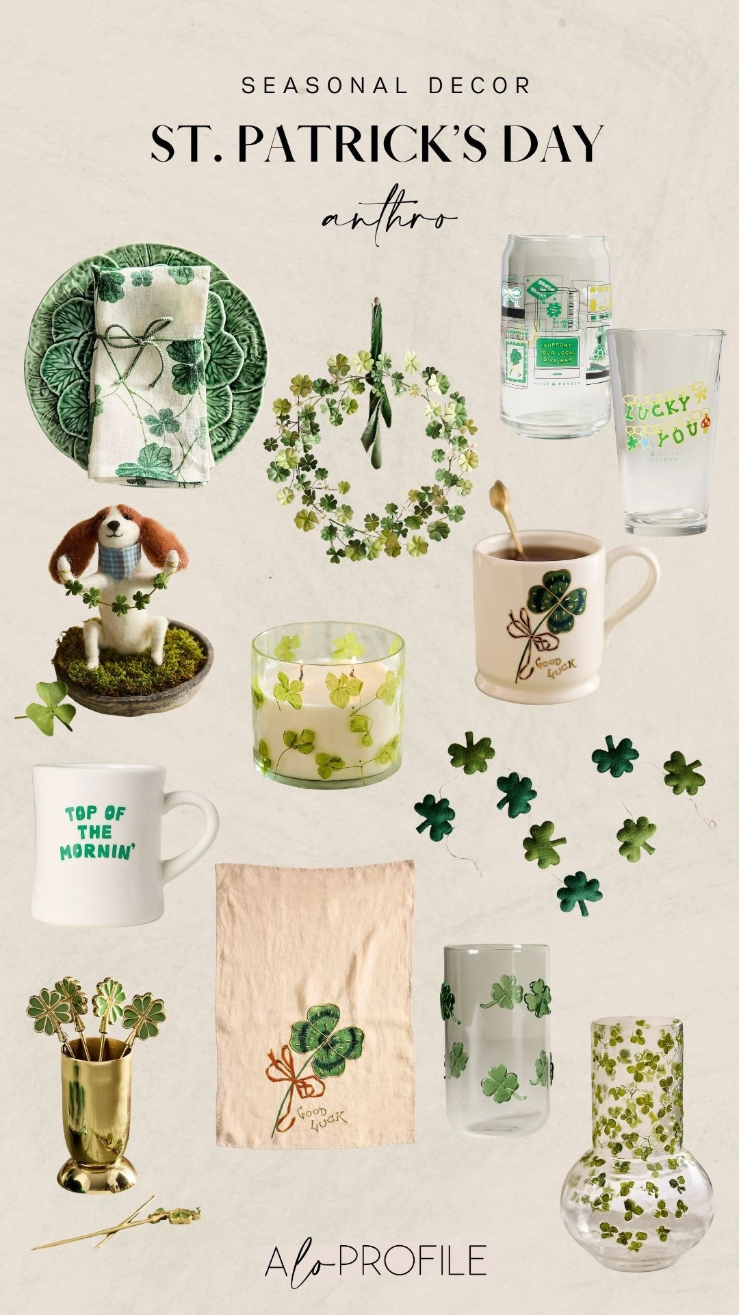 St. Patrick's Day Decor via Anthro 🍀spring decor, spring home decor, seasonal decor, holiday decor, Anthro home decor, Anthro seasonal decor, spring home decor