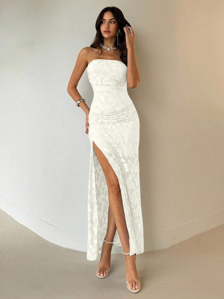 Aloruh Women's Elegant Cutout Halter High Slit Dress, Summer | SHEIN