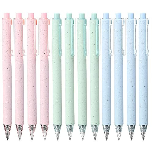 Jinja Brands 12 Pack Cute Pink Pens Black Ink for Note Taking Writing Retractable Gel Pen Pretty Quick Drying Ink 0.5mm Ballpoint Fine point Pretty Premium Office Students School Art Supplies (Mixed) | Amazon (US)
