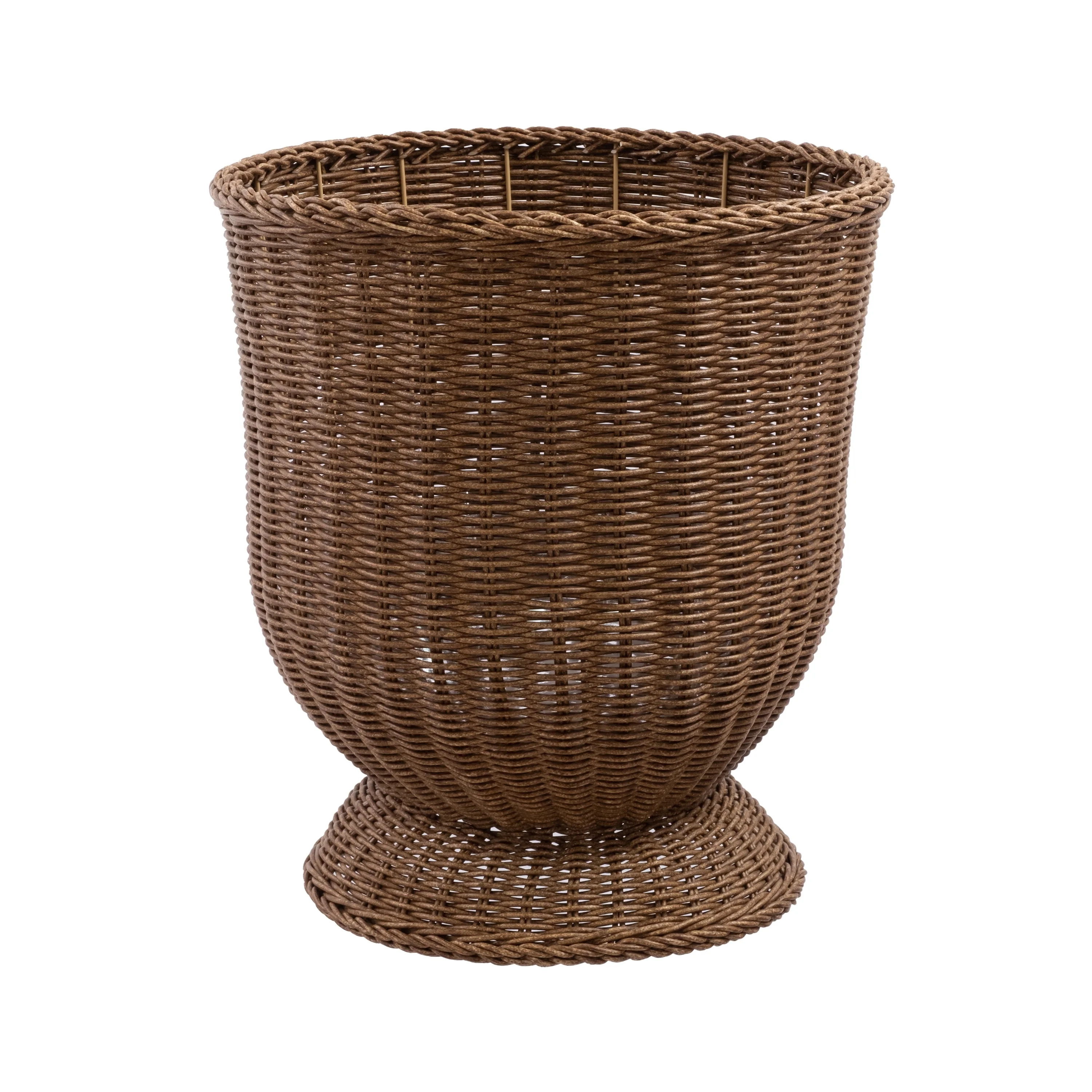 16 Inch Brown Woven Resin Urn Planter Easter Decor Outdoor Indoor Wicker Style Flower Pot Classic... | Walmart (US)