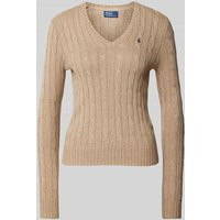 Polo Ralph Lauren Strickpullover mit Zopfmuster Modell 'KIMBERLY' in Camel, Größe XS | Peek & Cloppenburg* Düsseldorf DE