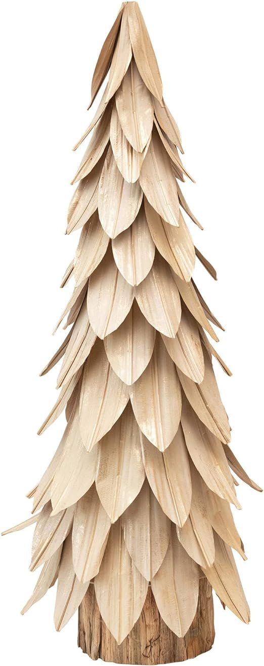 Creative Co-Op Buri Leaf Christmas, Gold Brush Finish Decorative Tree, Natural | Amazon (US)