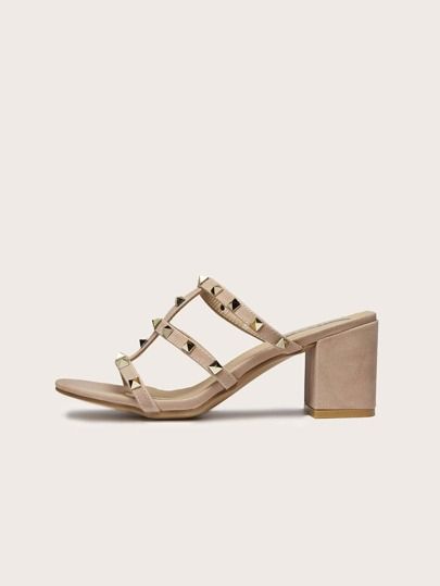 Studded Decor Chunky Heeled Mules | SHEIN