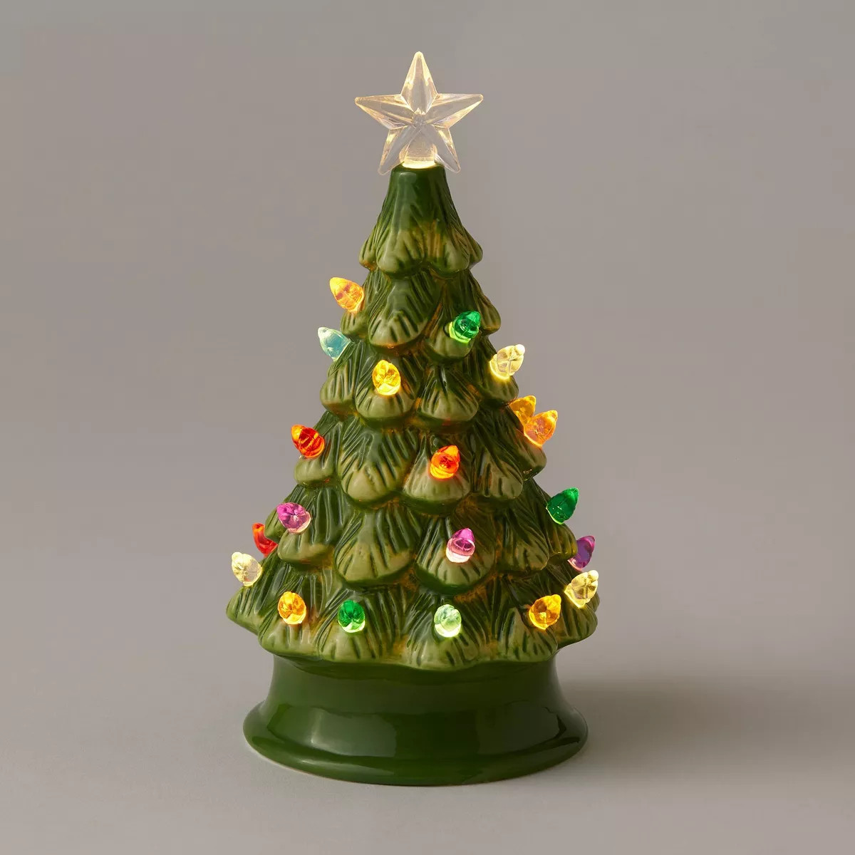 6.875" Battery Operated Lit Ceramic Christmas Tree Green - Wondershop™: Multicolored Bulbs, Sta... | Target