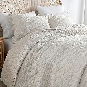 HORIMOTE HOME 100% Linen Front/100% Cotton Back Quilt Set Queen Size, Pre-Washed Flaxen Bedspread... | Amazon (US)