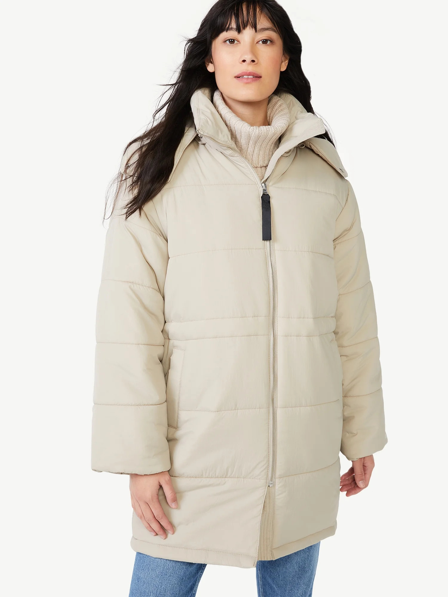 Free Assembly Women's Long Puffer Coat - Walmart.com | Walmart (US)