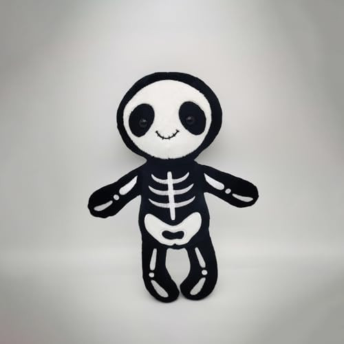Riyxxiw Cute Skeleton Figure Plush Toy 12 inch Skull Plushies Stuffed Animal Christmas Halloween Plush Decor Birthday Gifts for Kids, Black | Amazon (US)