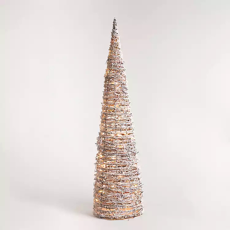 Pre-lit Frosted Rattan Christmas Tree, 39 in. | Kirkland's Home