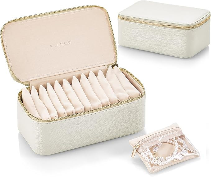 Vlando Travel Jewelry Box Organizer - 12 Small Velvet Zipped Pouches Pockets for Jewelries Neckla... | Amazon (US)