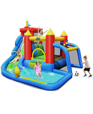 Inflatable Bouncer Bounce House with Water Slide Splash Pool without Blower | Macy's
