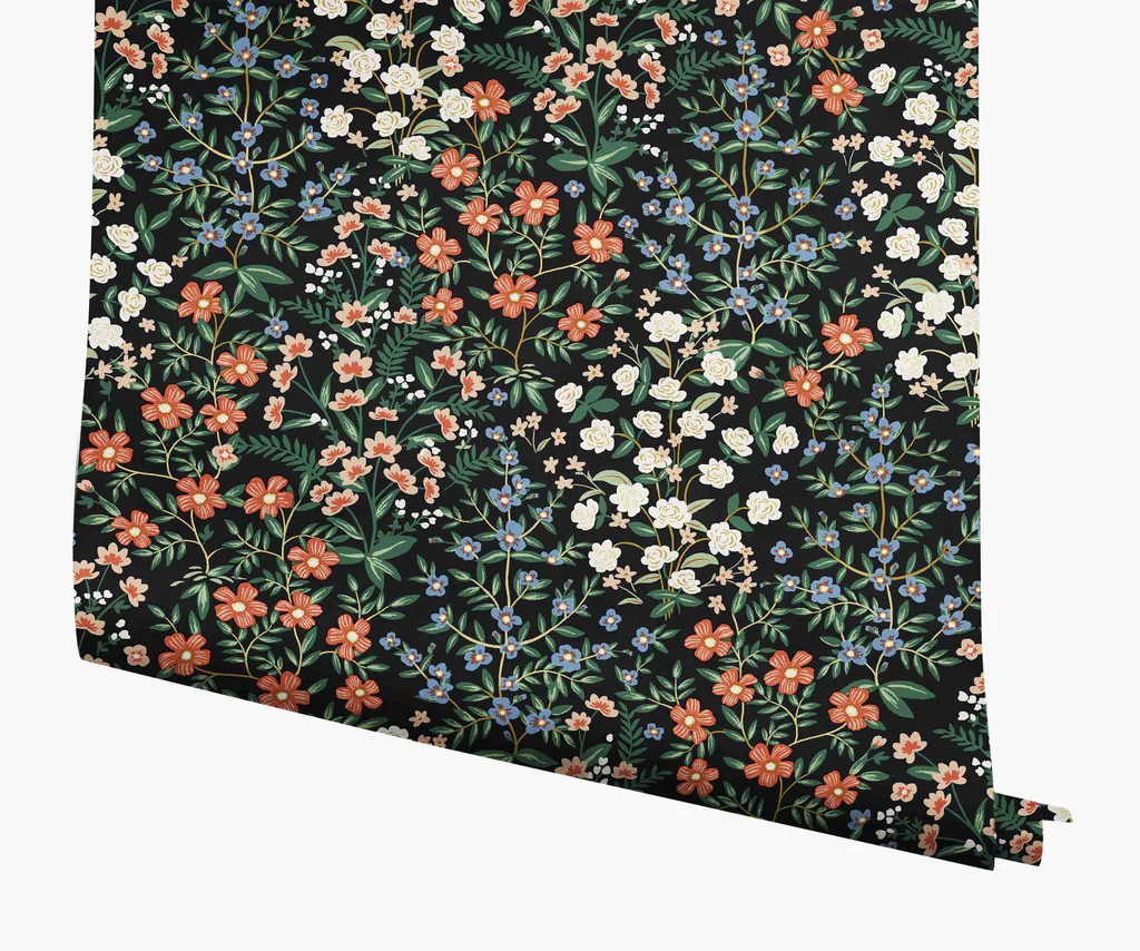 Wildwood Garden Wallpaper - Black | Rifle Paper Co.