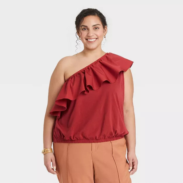 Women's One Shoulder Ruffle Top - A New Day™ | Target