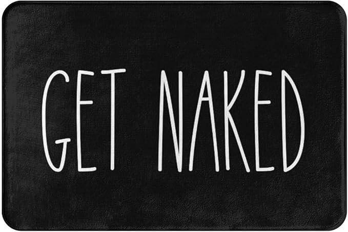 Funny Bath Mat with Non Slip Base, Black White Get Naked Cute Super Absorbent Cozy Flannel Memory... | Amazon (US)