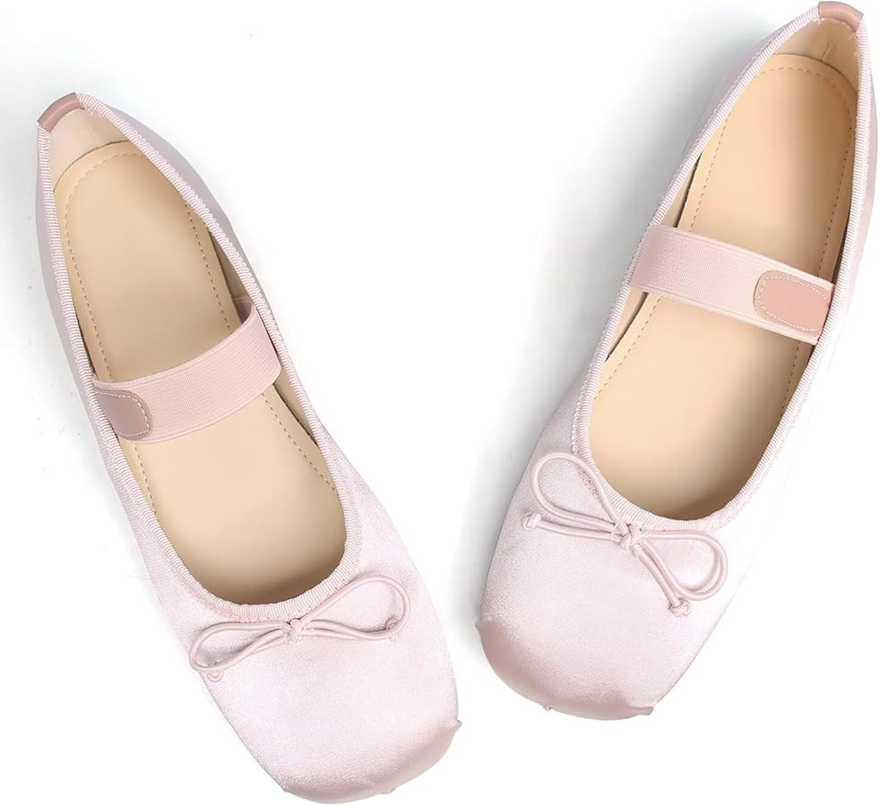 LUXINYU Flats for Women Dressy Square Toe Ankle Strap Mary Jane Shoes Casual Slip On Flats Comfor... | Amazon (US)