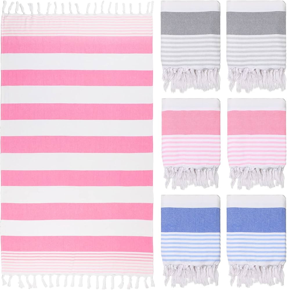 6 Pieces Turkish Beach Towels 39 x 71 Inch Large Turkish Pool Towels Quick Dry Sand Free Turkish ... | Amazon (US)