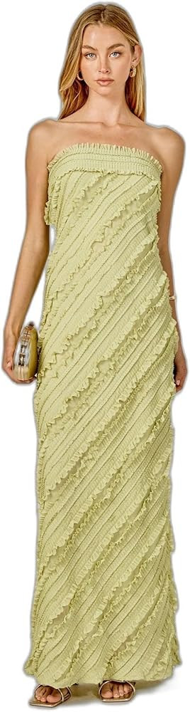 endless rose Women's Strapless Ruffled Maxi Dress | Amazon (US)